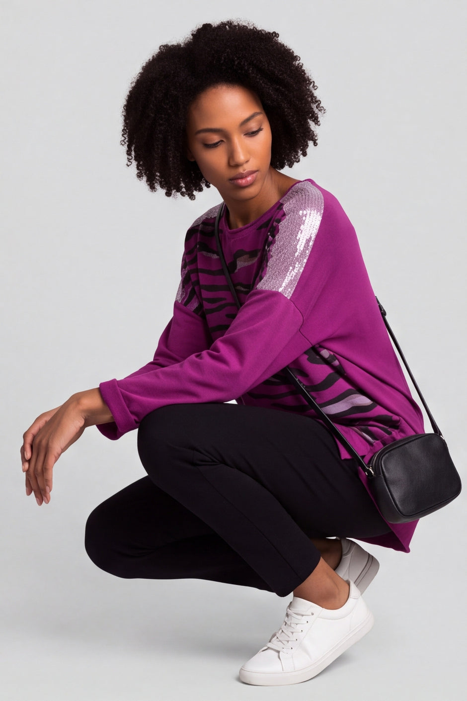 Estella Print Cotton Top Berry – image 1 of 6