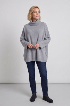 Jude Polo Neck Knitted Jumper Mid Grey – image 1 of 5