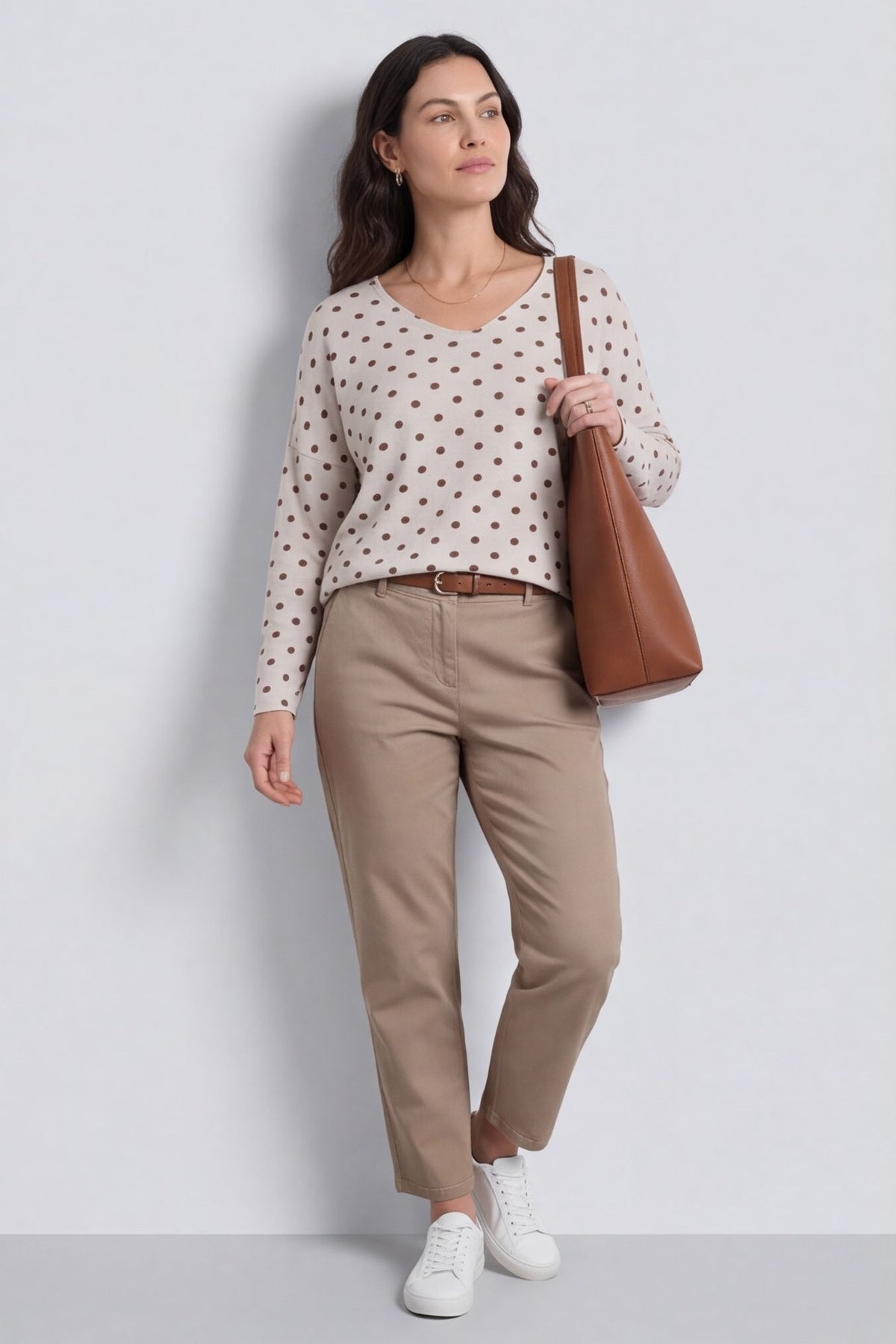 Lola Relaxed Polka Dot V-Neck Top – image 1 of 6