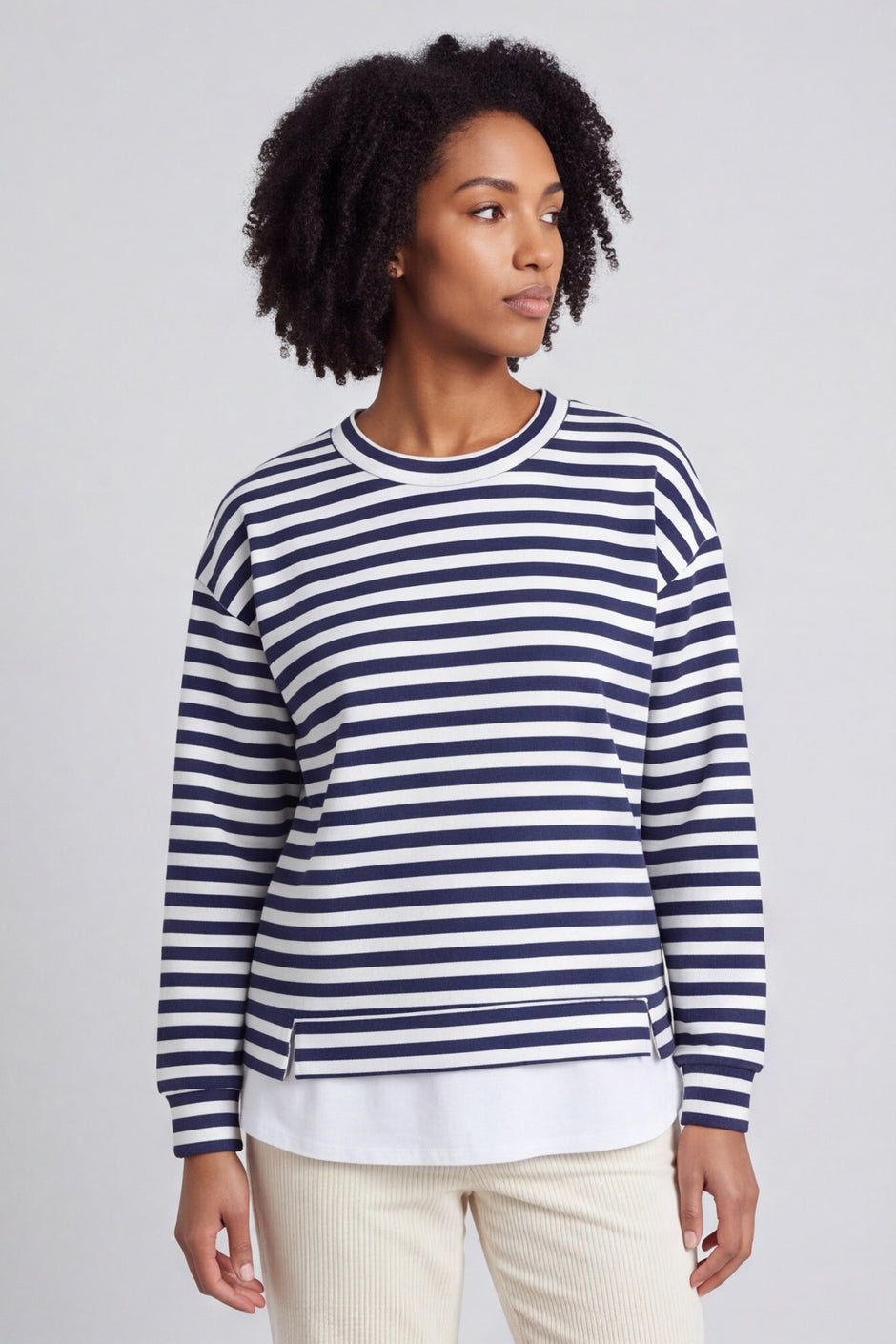 Capricia Stripe Top Navy – image 1 of 4