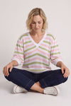 Gladys Stripe Knit Cotton Top Pink – image 1 of 6