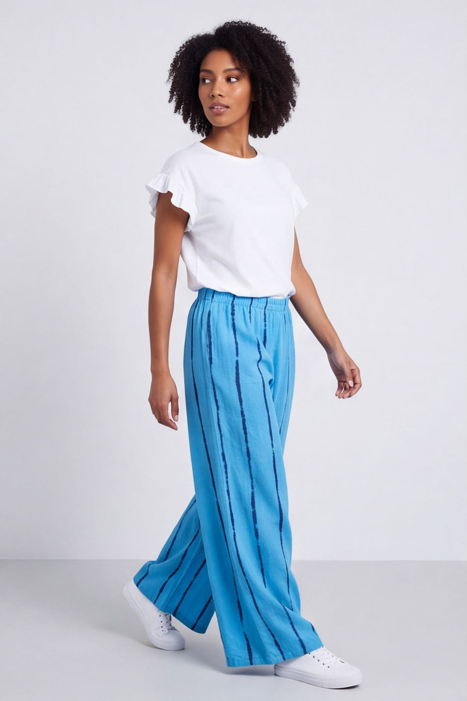 Chelle Stripe Linen Trousers Kingfisher – image 1 of 6