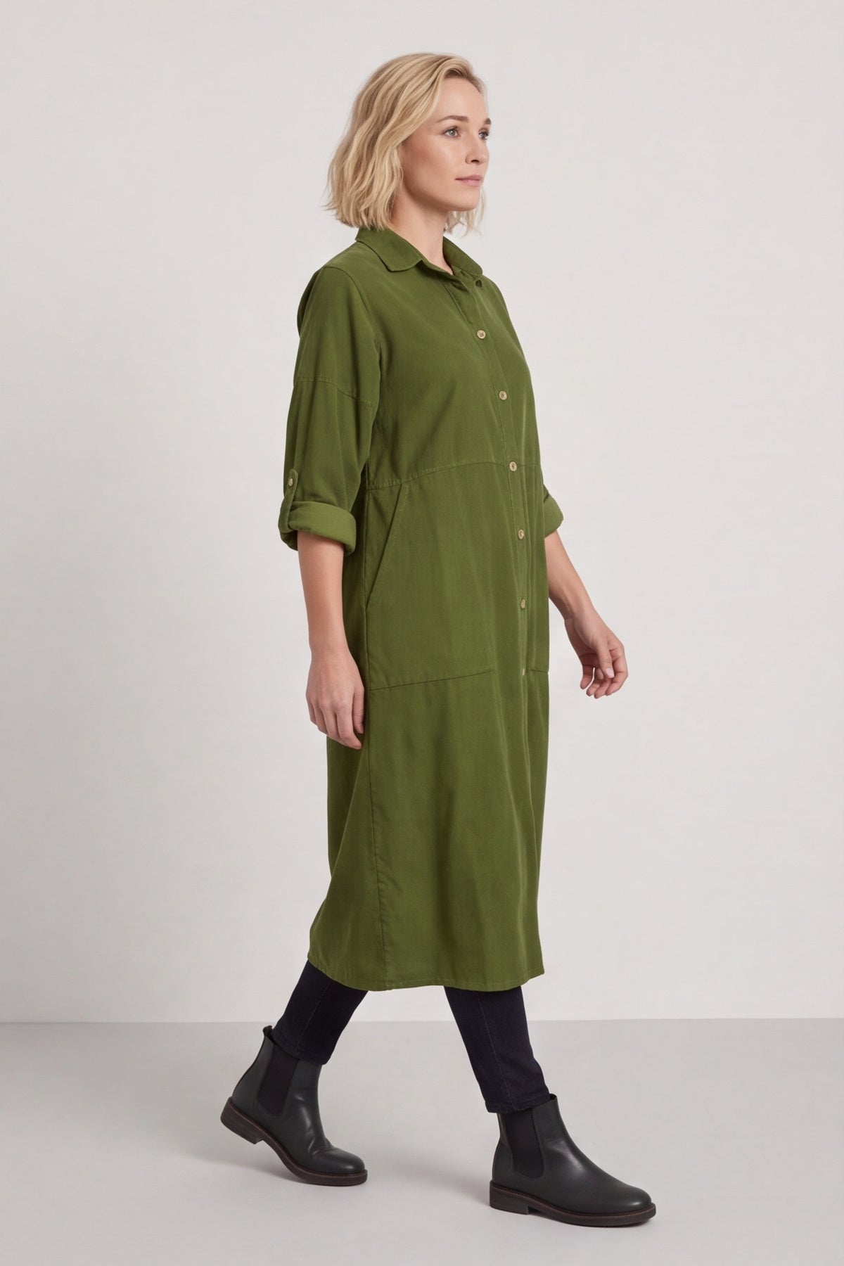 Lecia Needlecord Shirt Dress Olive – image 1 of 6