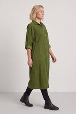 Lecia Needlecord Shirt Dress Olive Olive - Lecia Needlecord Shirt Dress Olive – image 1 of 6