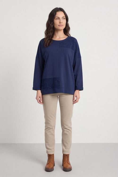 Louise Cord Patch Cotton Top Navy – image 1 of 6