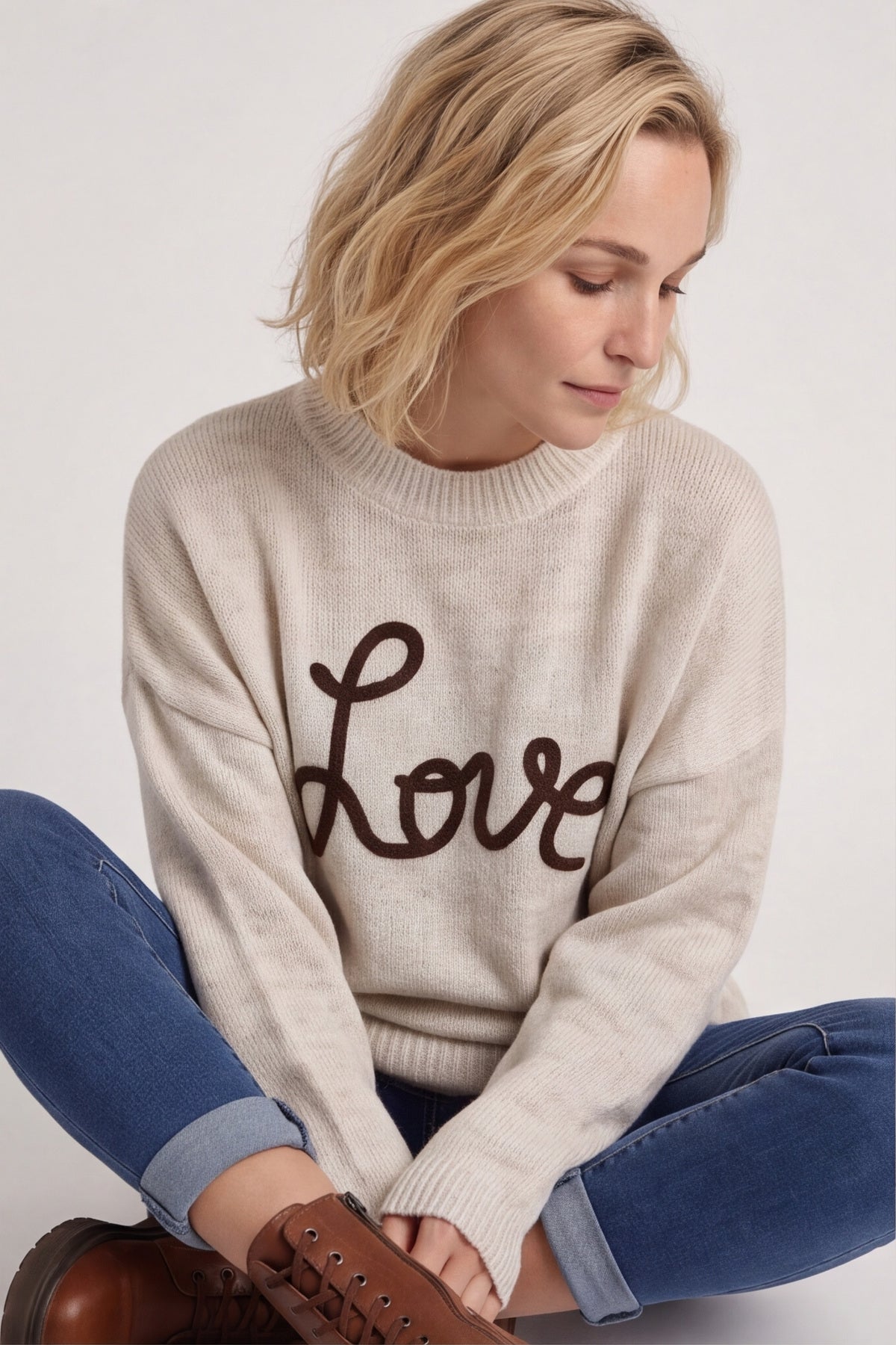Love Knitted Jumper Dress Beige – image 1 of 5