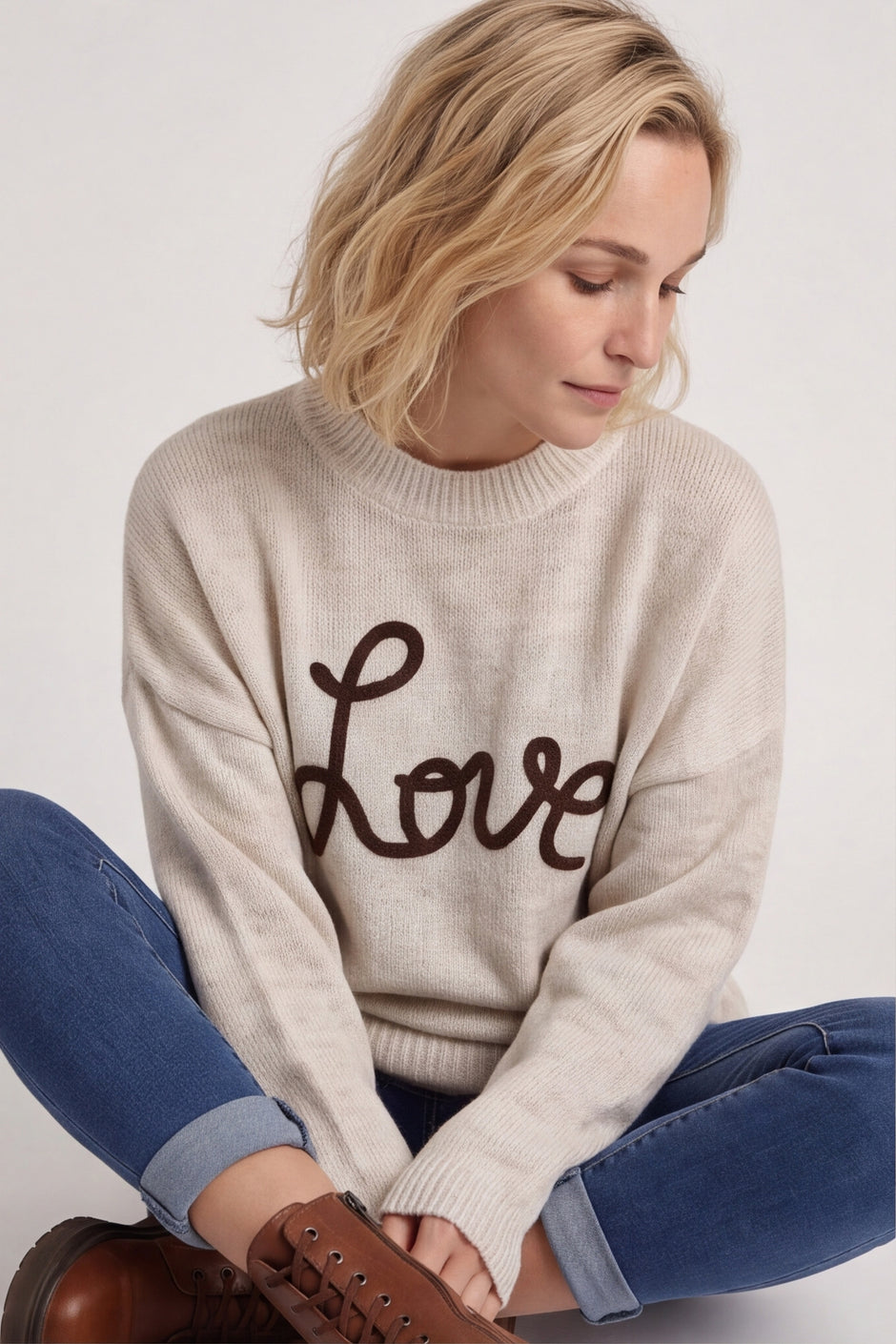 Love Knitted Jumper Dress Beige – image 1 of 5