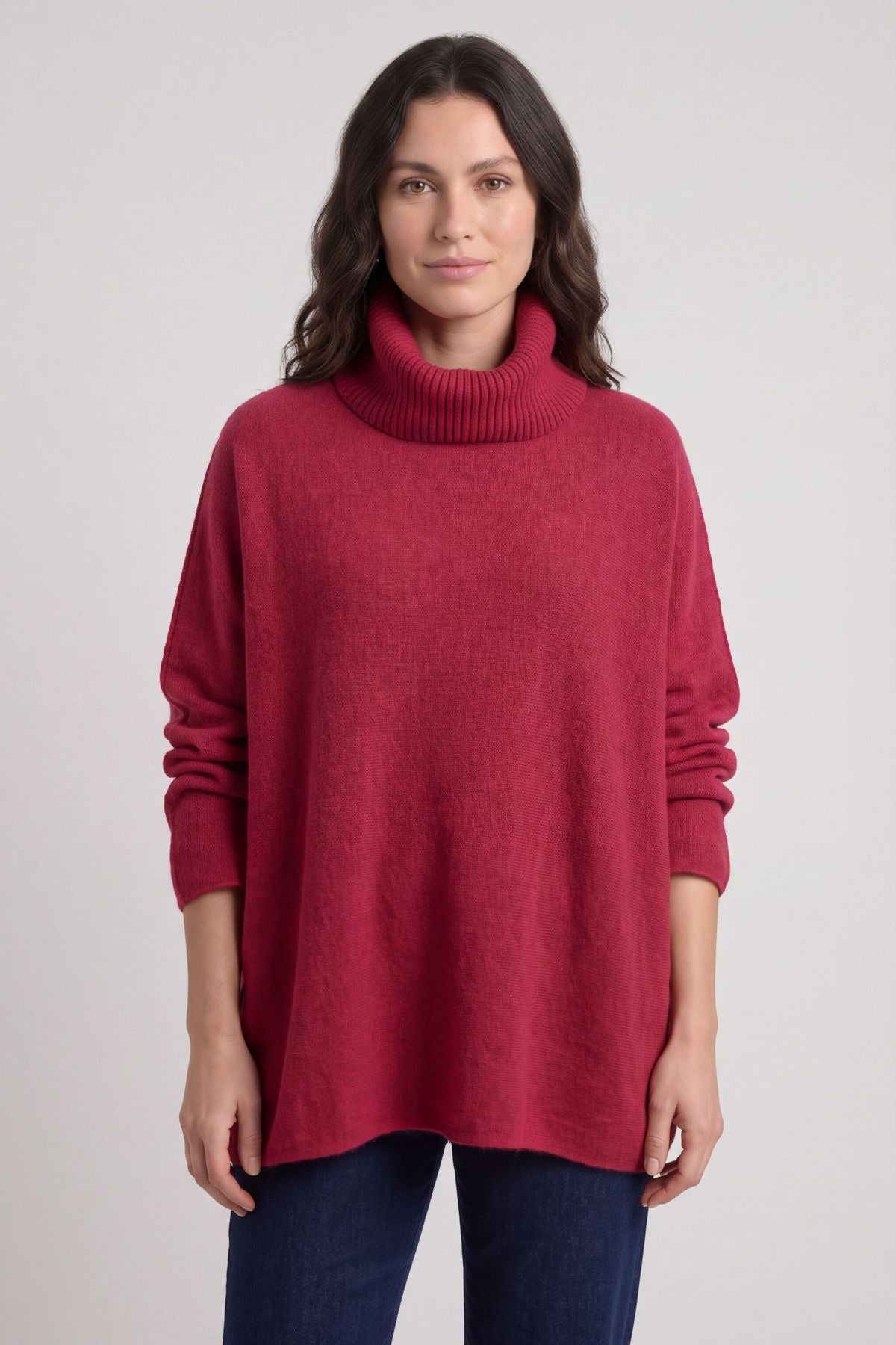 Jude Polo Neck Knitted Jumper Wine – image 1 of 3