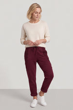Lina Cord Detail Cotton Joggers Burgundy Burgundy - Lina Cord Detail Cotton Joggers Burgundy – image 1 of 6
