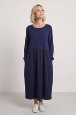 Tina Ribbed Detail Cotton Dress Navy Navy - Tina Ribbed Detail Cotton Dress Navy – image 1 of 6