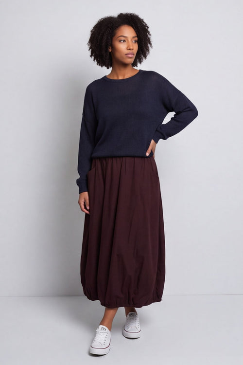 Wilfreda Puffball Cotton Skirt Burgundy – image 1 of 6