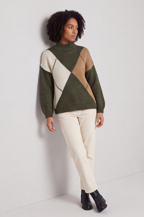 Rodina Argyle Knitted Jumper Khaki – image 1 of 5