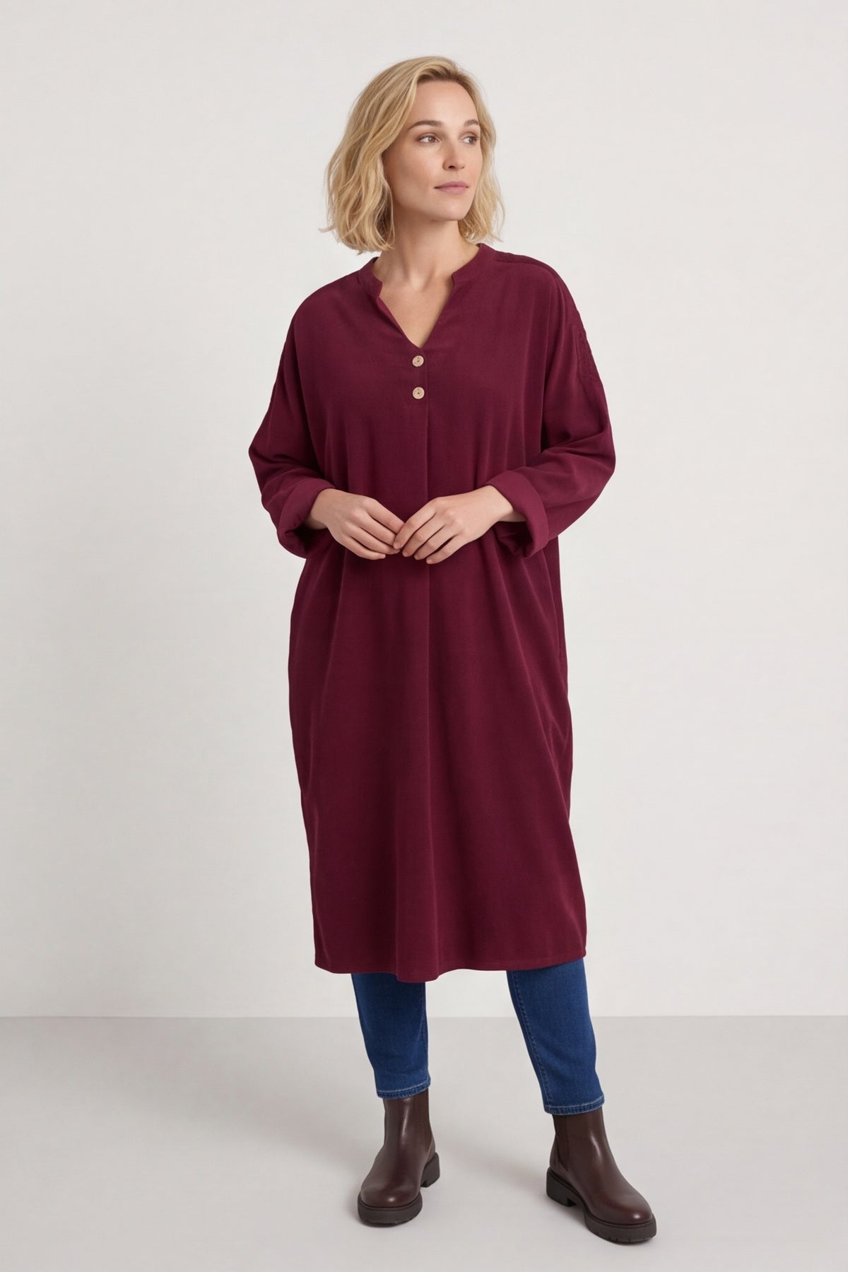 Terrie Needlecord Dress Wine