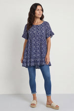 Pamber Ditsy Print Tunic Navy Navy - Pamber Ditsy Print Tunic Navy – image 1 of 5