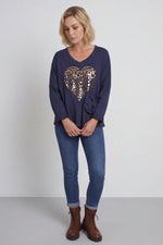 Cherie Heart Cotton Top Navy Navy - Cherie Heart Cotton Top Navy – image 1 of 5