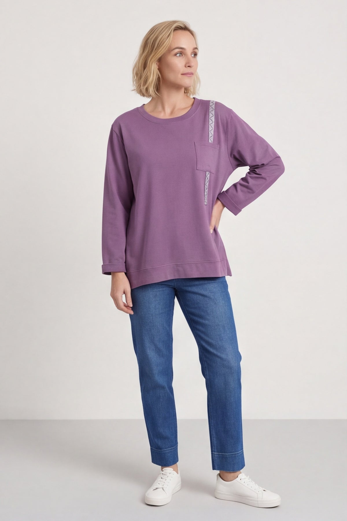 Barbara Pocket Cotton Top Purple – image 1 of 6