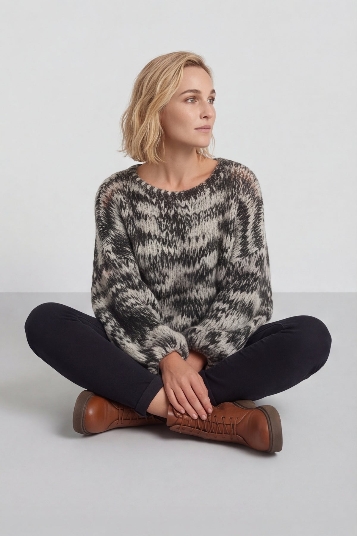 Leatrice Knitted Jumper Stone – image 1 of 6