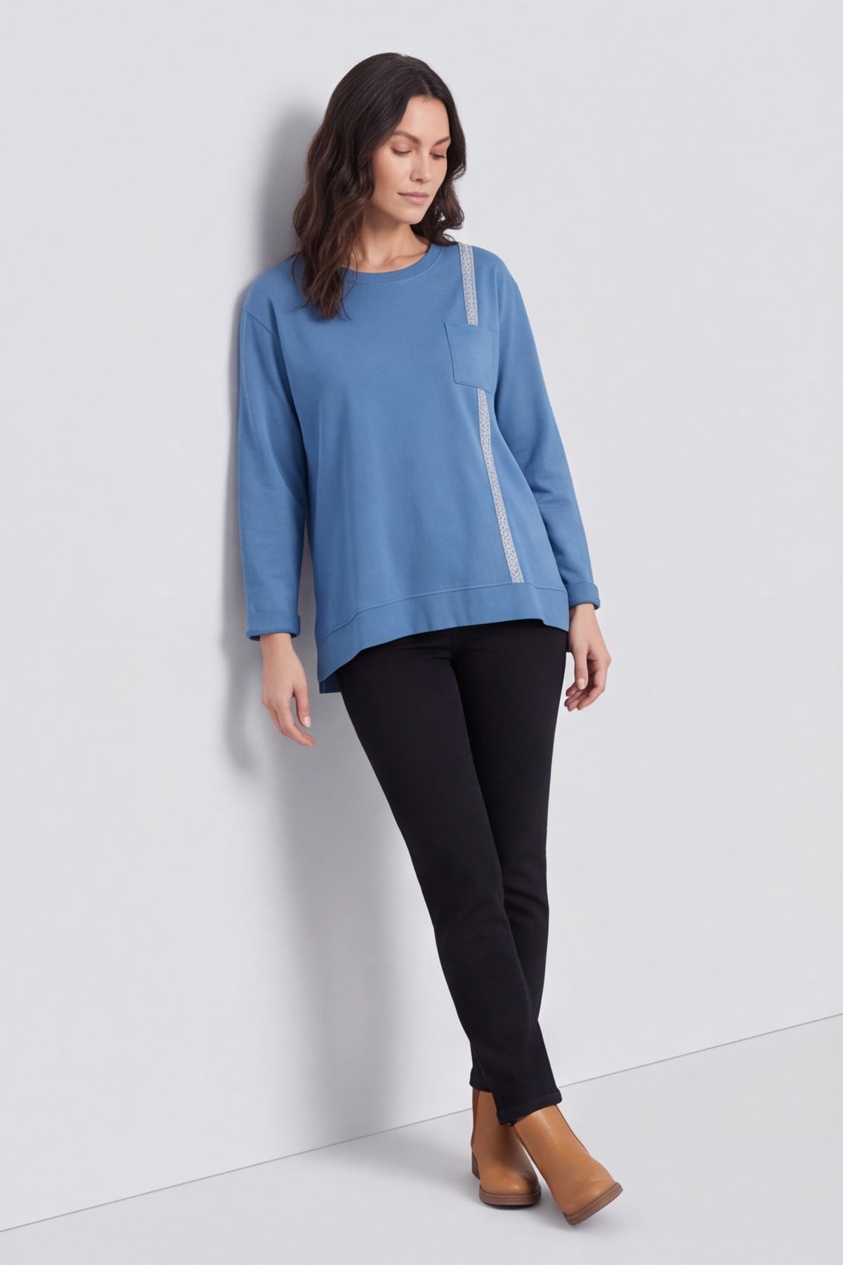 Barbara Pocket Cotton Top Blue – image 1 of 6