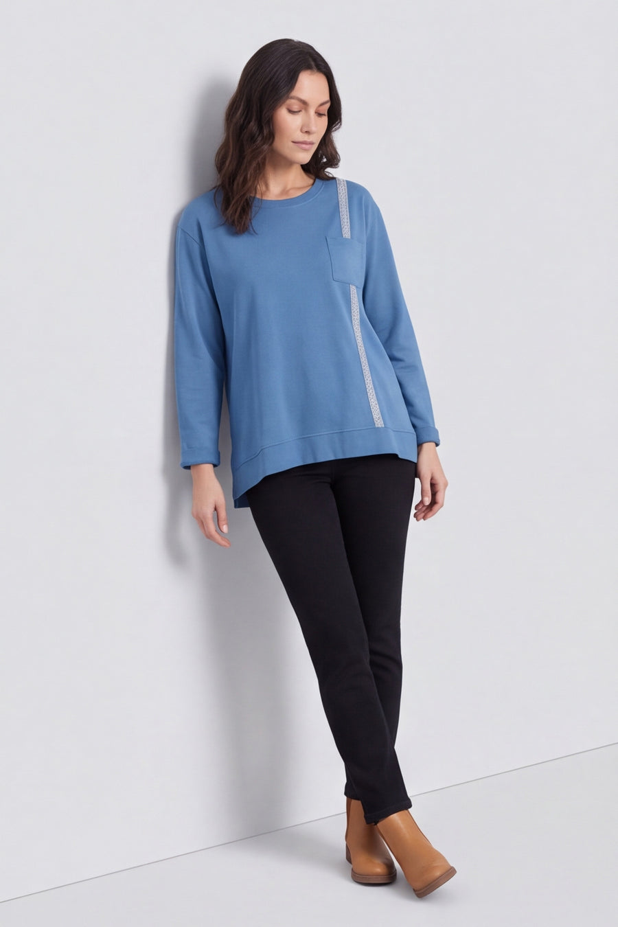 Barbara Pocket Cotton Top Blue – image 1 of 6