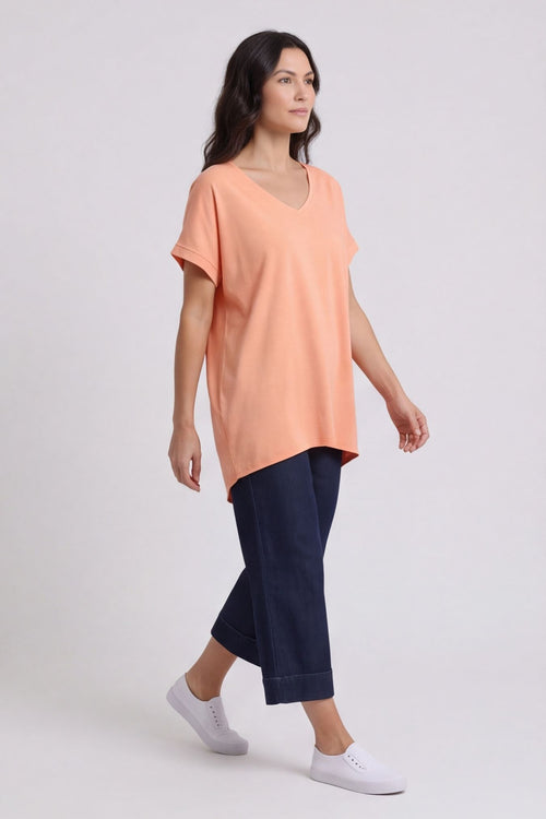 Porthcurno Tie Back Cotton Top Orange – image 1 of 5