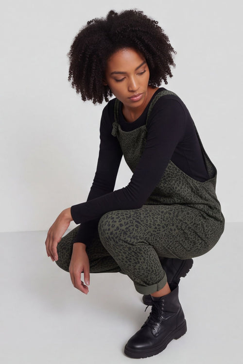 Pabo Leopard Needlecord Dungarees Khaki – image 1 of 4