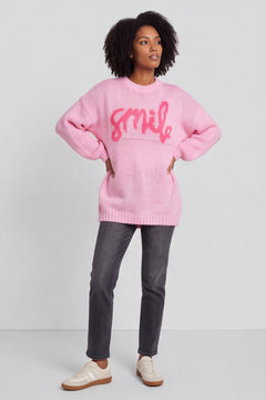 Smile Knitted Jumper Pink – image 1 of 6