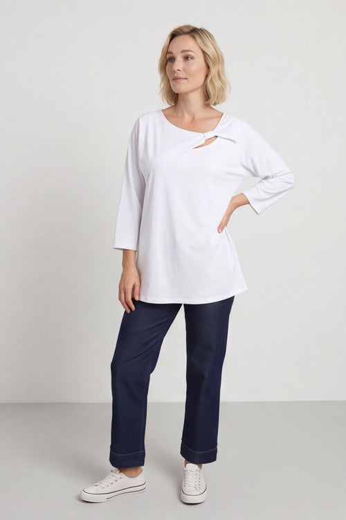 Gemma Knot Detail Cotton Top White – image 1 of 4