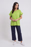 Summerleaze Frill Sleeve Cotton Top Olive – image 1 of 4