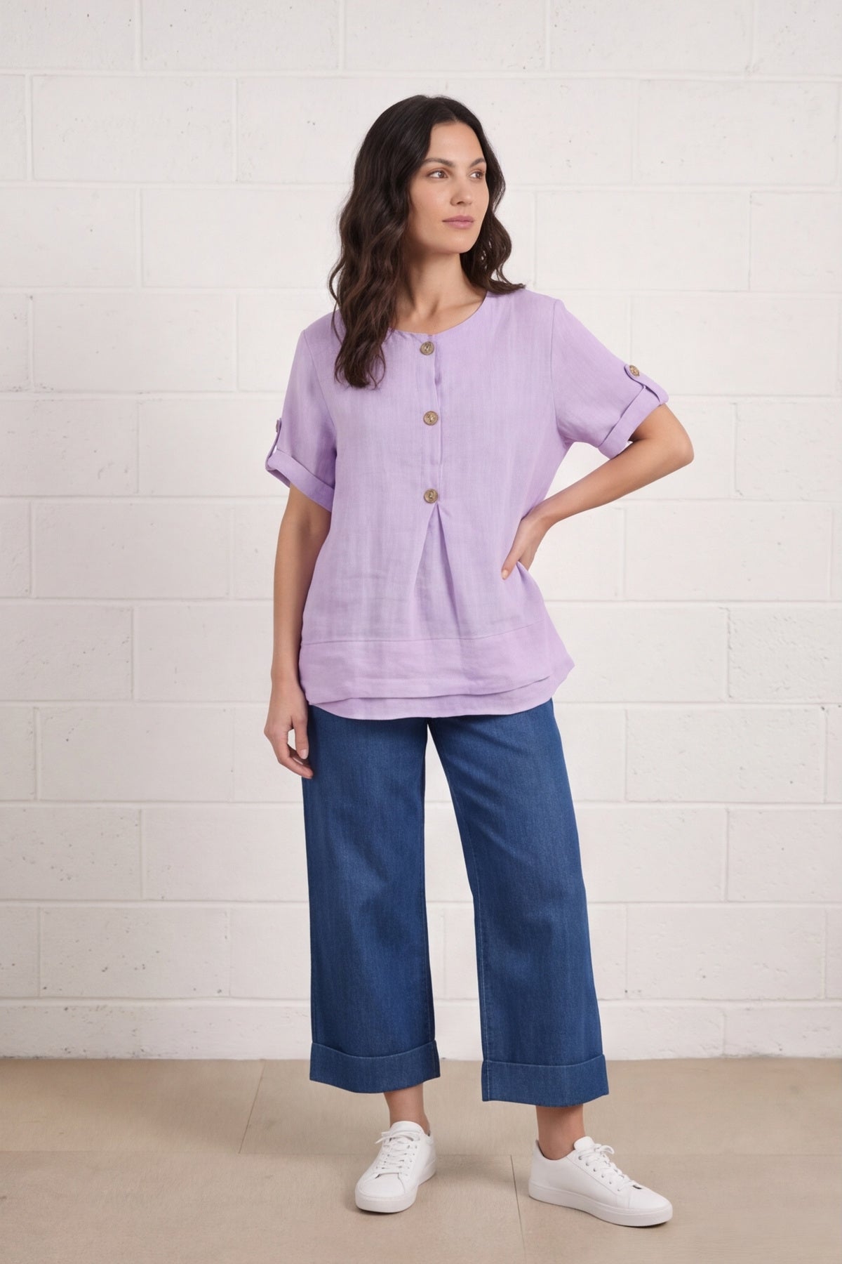 Amara Linen Box Top – image 1 of 5