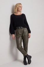 Hilary Wet Look Trousers Khaki Khaki - Hilary Wet Look Trousers Khaki – image 1 of 4