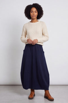 Georgetta Belted Cotton Skirt Navy – image 1 of 6