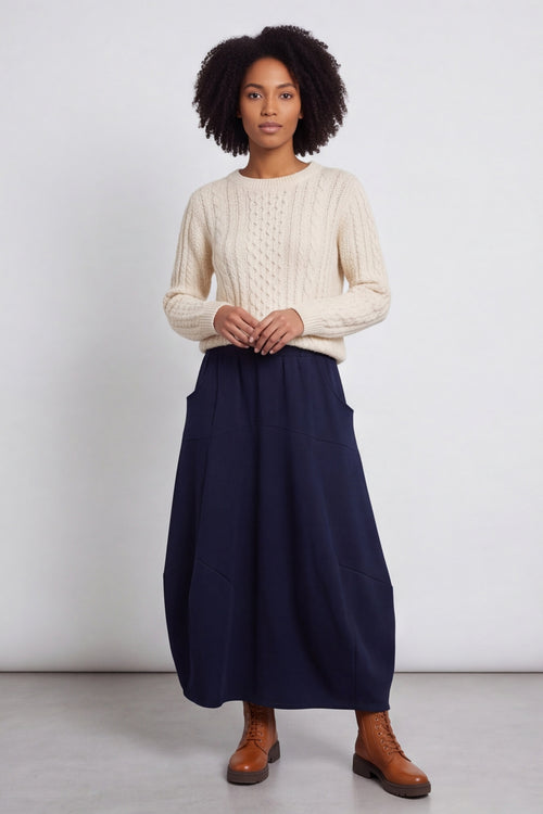 Georgetta Belted Cotton Skirt Navy – image 1 of 6
