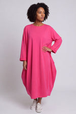 Brianne Long Sleeve Cotton Dress Fuchsia Fuchsia - Brianne Long Sleeve Cotton Dress Fuchsia – image 1 of 6