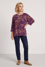 Doreen Print Needlecord Top Purple Purple - Doreen Print Needlecord Top Purple – image 1 of 6