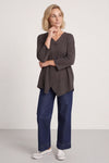 Trecia V-Neck Cotton Top Charcoal – image 1 of 5