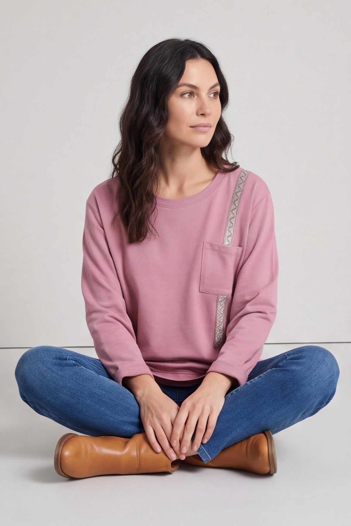 Barbara Pocket Cotton Top Pink – image 1 of 6
