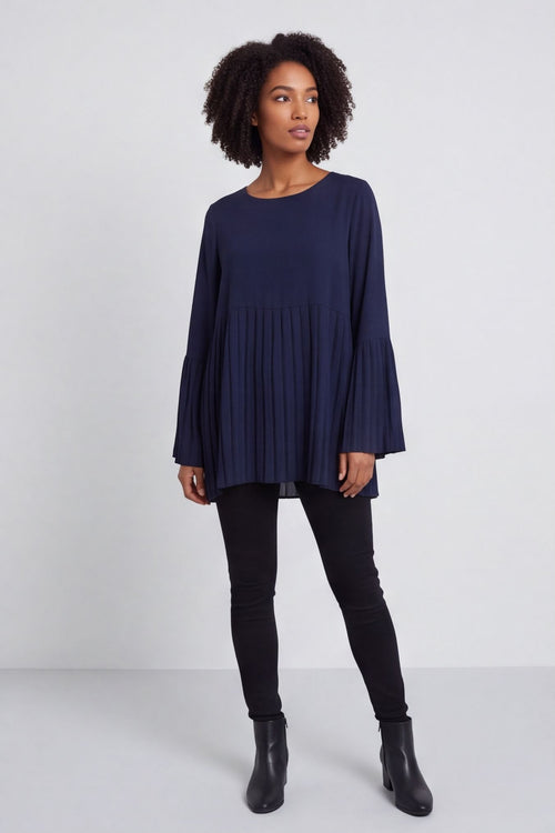 Wynne Pleated Top Navy – image 1 of 6