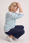 Gladys Stripe Knit Cotton Top Blue – image 1 of 6
