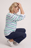Gladys Stripe Knit Cotton Top Blue – image 1 of 6