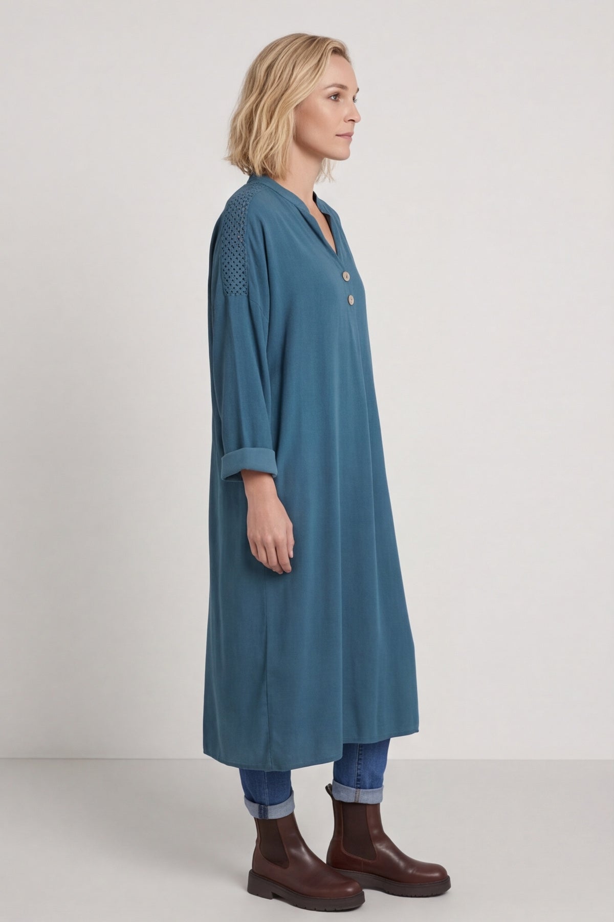 Terrie Needlecord Dress Teal – image 1 of 6