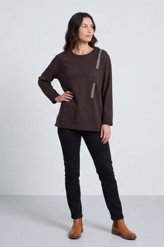 Barbara Pocket Cotton Top Cocoa – image 1 of 6