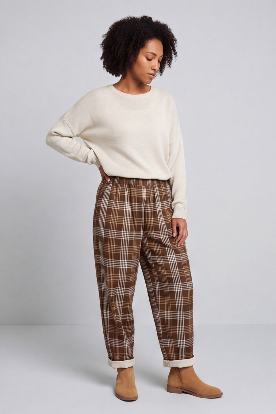 Kirri Check Trousers Cocoa – image 1 of 6