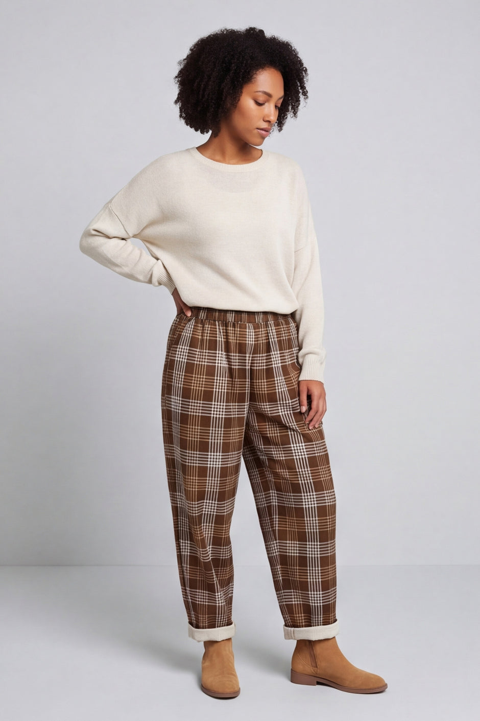 Kirri Check Trousers Cocoa – image 1 of 6