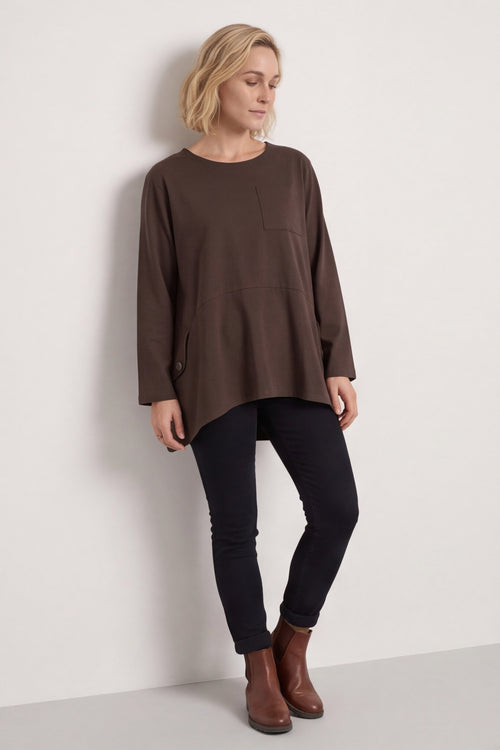 Angelina Pocket Cotton Top Cocoa – image 1 of 6