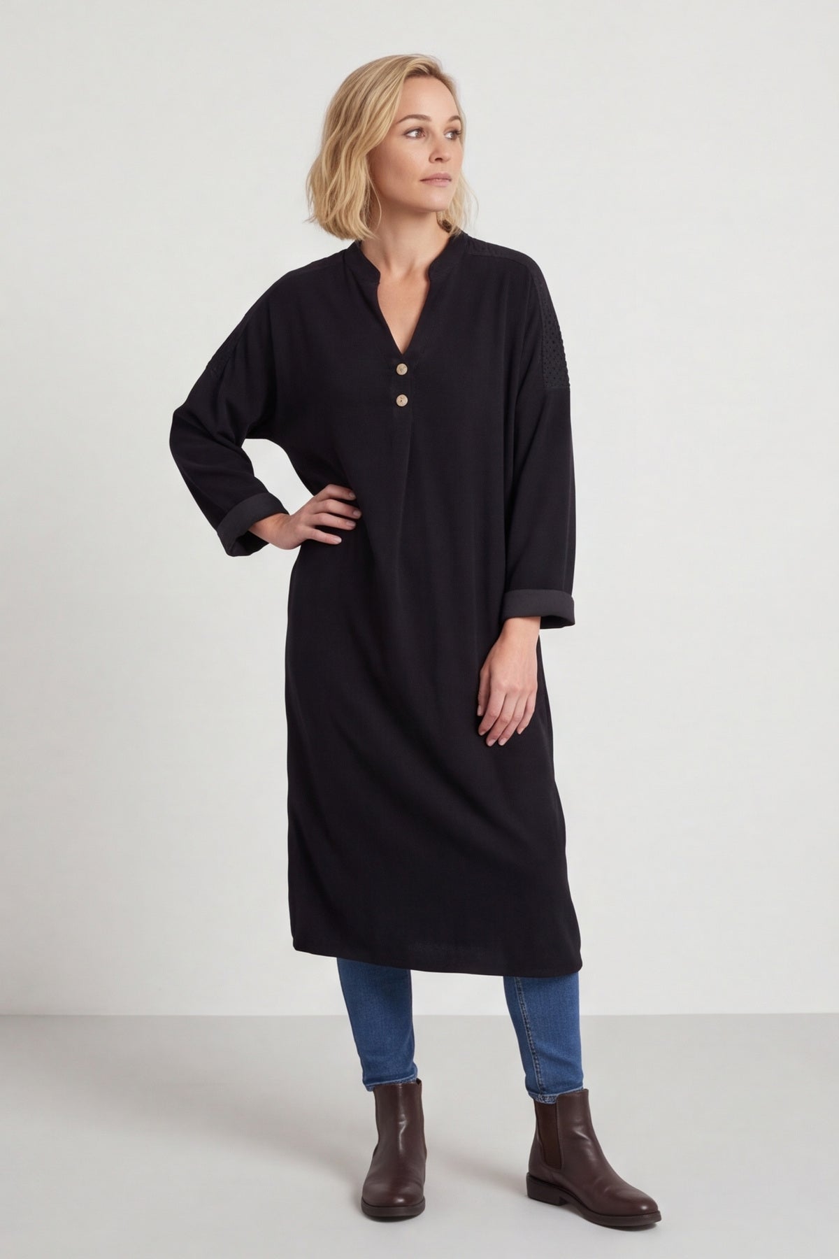 Terrie Needlecord Dress Black – image 1 of 6