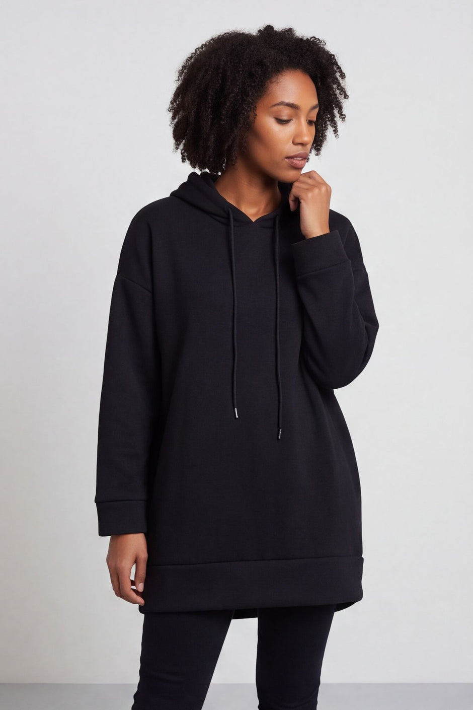 Jaylen Hooded Cotton Top Black – image 1 of 6