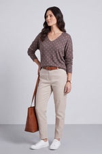 Lola Relaxed Polka Dot V-Neck Top Cocoa - Lola Relaxed Polka Dot V-Neck Top – image 1 of 5