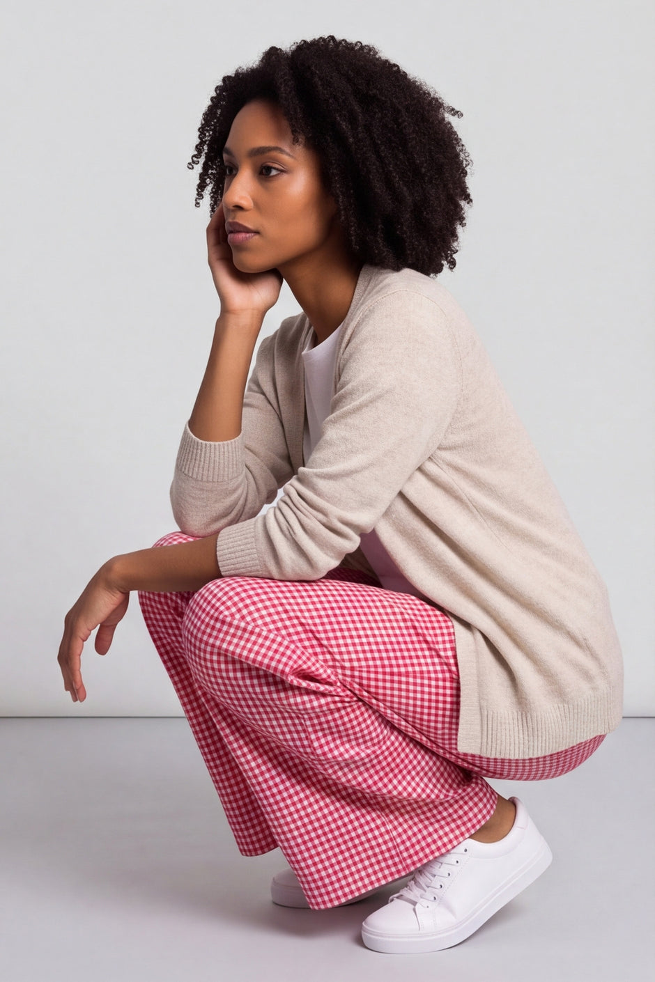 Cataleya Gingham Cotton Trousers Fuchsia – image 1 of 4