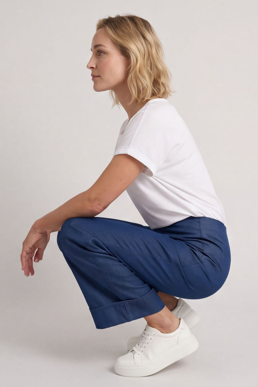 Darlene Lightweight Wide Leg Trousers Mid Denim – image 1 of 6