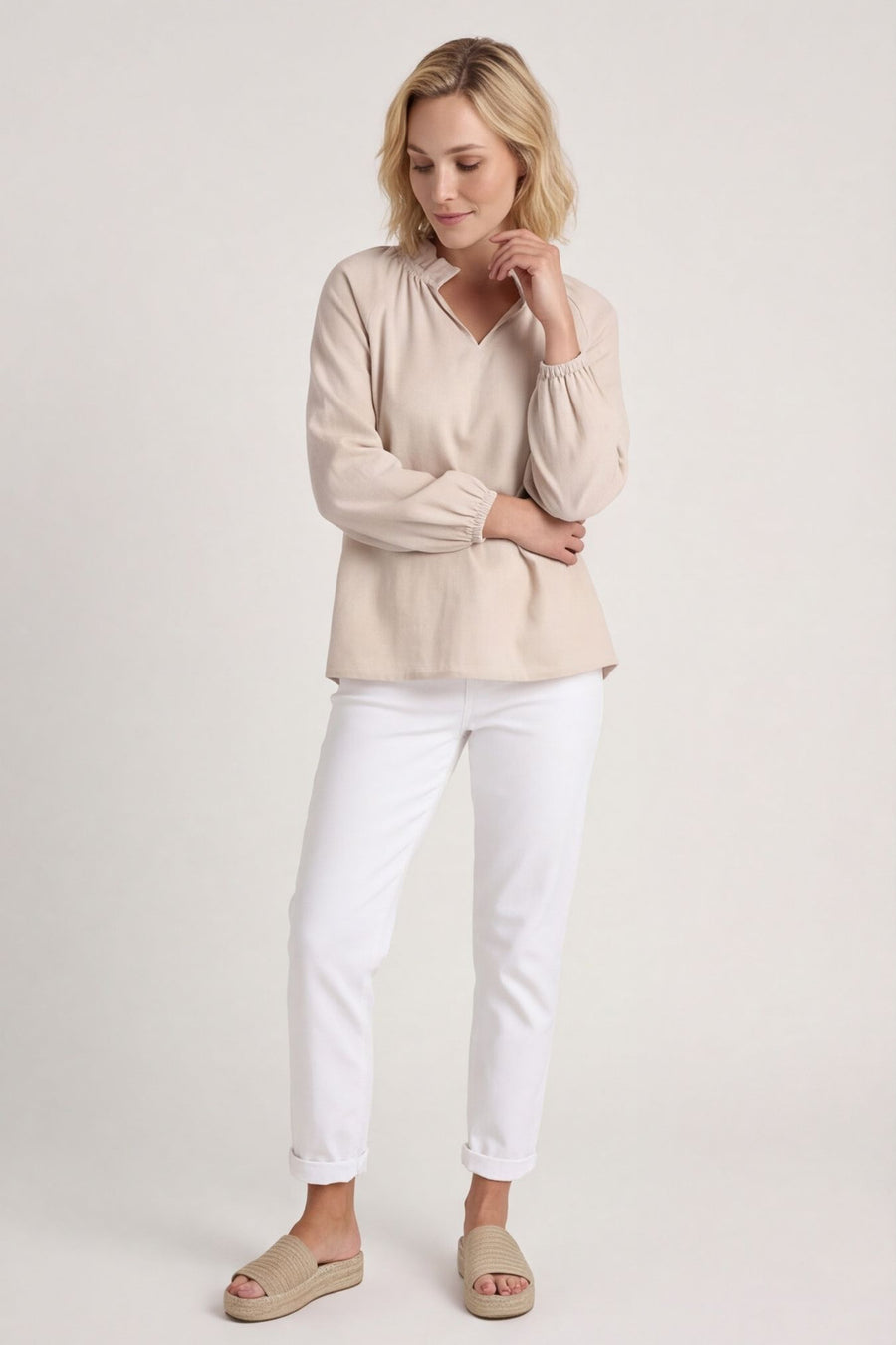 Charmaine Linen Top Stone – image 1 of 6